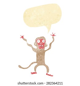 cartoon frightened monkey with speech bubble