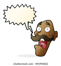 cartoon frightened old man with speech bubble