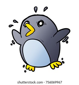 cartoon frightened penguin
