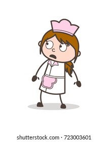 Cartoon Frightened Waitress Face Vector Illustration