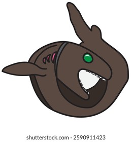 Cartoon Frild Shark Illustration with white Background