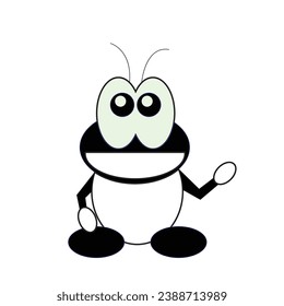 cartoon frog animal character on black and white background