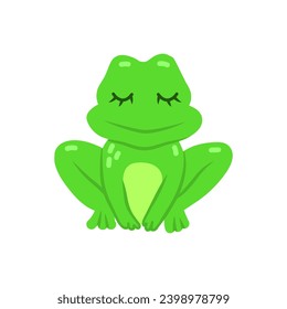 Cartoon frog animal isolated on white. Cute character, vector zoo, wildlife poster. 