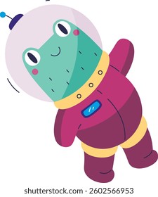 Cartoon Frog Astronaut Vector Illustration