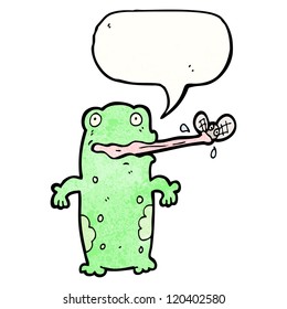 cartoon frog catching fly