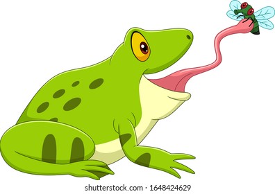 Cartoon Frog Catching A Fly