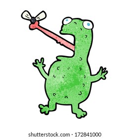 cartoon frog catching fly