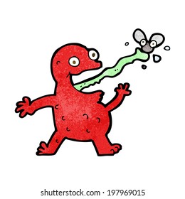 cartoon frog catching fly