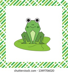 Cartoon Frog Character Isolated, Vetor illastration. Abstrac background.