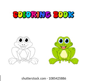 Cartoon frog coloring book isolated on white background
