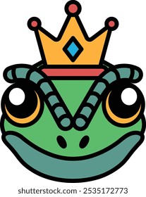 A cartoon frog with a crown on its head