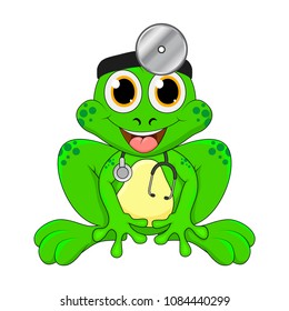 Cartoon frog doctor isolated on white background
