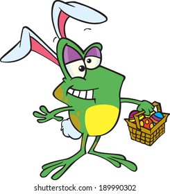 cartoon frog dressed up as a bunny