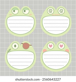 a cartoon of frog expressive face for sticky note frame