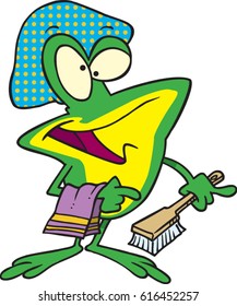 cartoon frog going to shower
