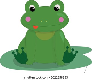 cartoon frog green and contented