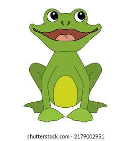 Cartoon frog. Green vector frog icon.
