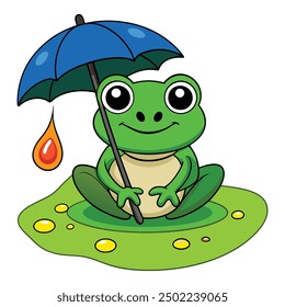 a cartoon frog holding an umbrella