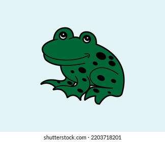 Cartoon frog icon illustration template for many purpose. Drawing lesson for children. Vector illustration	
