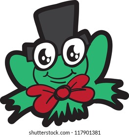 Cartoon frog isolated with top hat