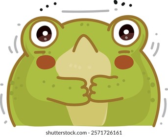 cartoon frog, kawaii hand drawn illustration, emotions