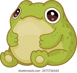 cartoon frog, kawaii hand drawn illustration, emotions