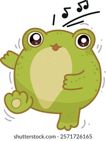 cartoon frog, kawaii hand drawn illustration, emotions