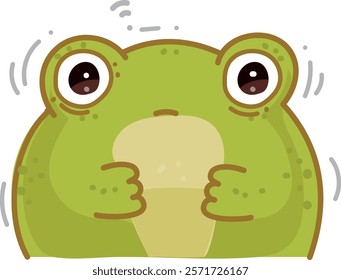 cartoon frog, kawaii hand drawn illustration, emotions