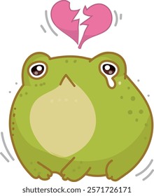 cartoon frog, kawaii hand drawn illustration, emotions