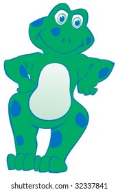 Cartoon frog leaning. 2 spot colors.
