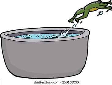 Cartoon Of Frog Leaping Out Of Pot Of Boiling Water