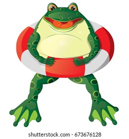 cartoon frog with a lifebuoy