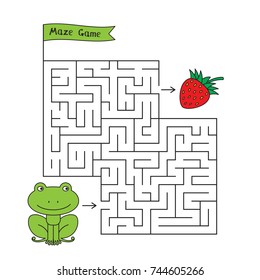 Cartoon frog maze game. Funny game for children education