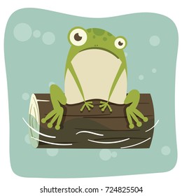 cartoon frog on the log