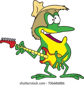 cartoon frog playing an electric guitar