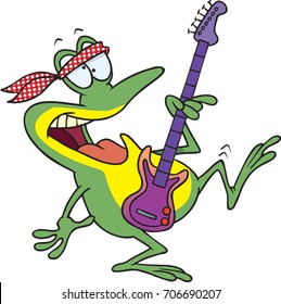 cartoon frog playing an electric guitar