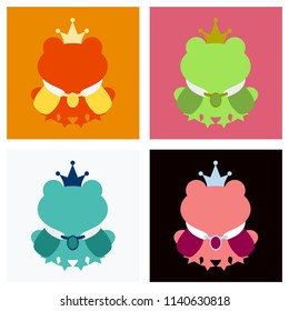 A cartoon frog prince with a crown without face