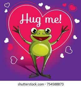 Cartoon frog ready for a hugging