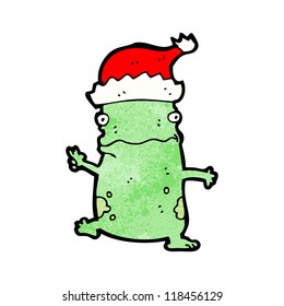 cartoon frog in santa hat