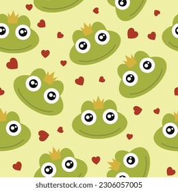 Cartoon frog seamless pattern. Vector illustration.