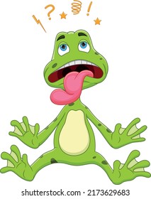 cartoon frog shocked on white background