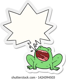 cartoon frog shouting with speech bubble sticker