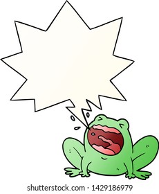 cartoon frog shouting with speech bubble in smooth gradient style