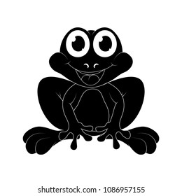 Cartoon frog silhouette isolated on white background
