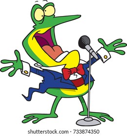 cartoon frog singing into a mic