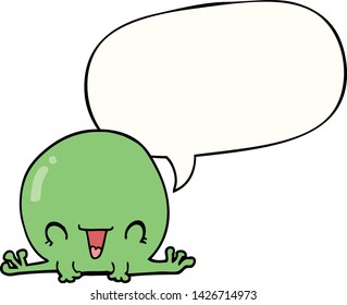 rana de dibujos animados con burbuja de habla