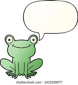 Karikaturenfrosch mit Sprachblase in glattem Farbverlauf-Stil