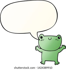 cartoon frog with speech bubble in smooth gradient style