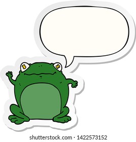 cartoon frog with speech bubble sticker