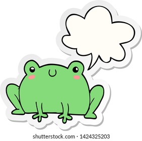cartoon frog with speech bubble sticker